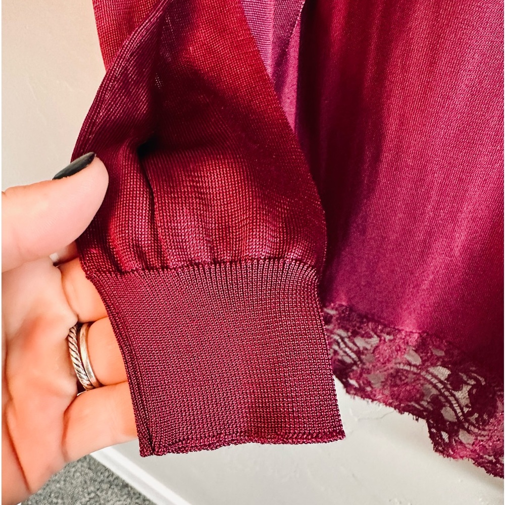 Emilio Pucci Cardigan Long Open Front Silk DesignerDeep Burgundy SIZE Small NEW! - Picture 8 of 16